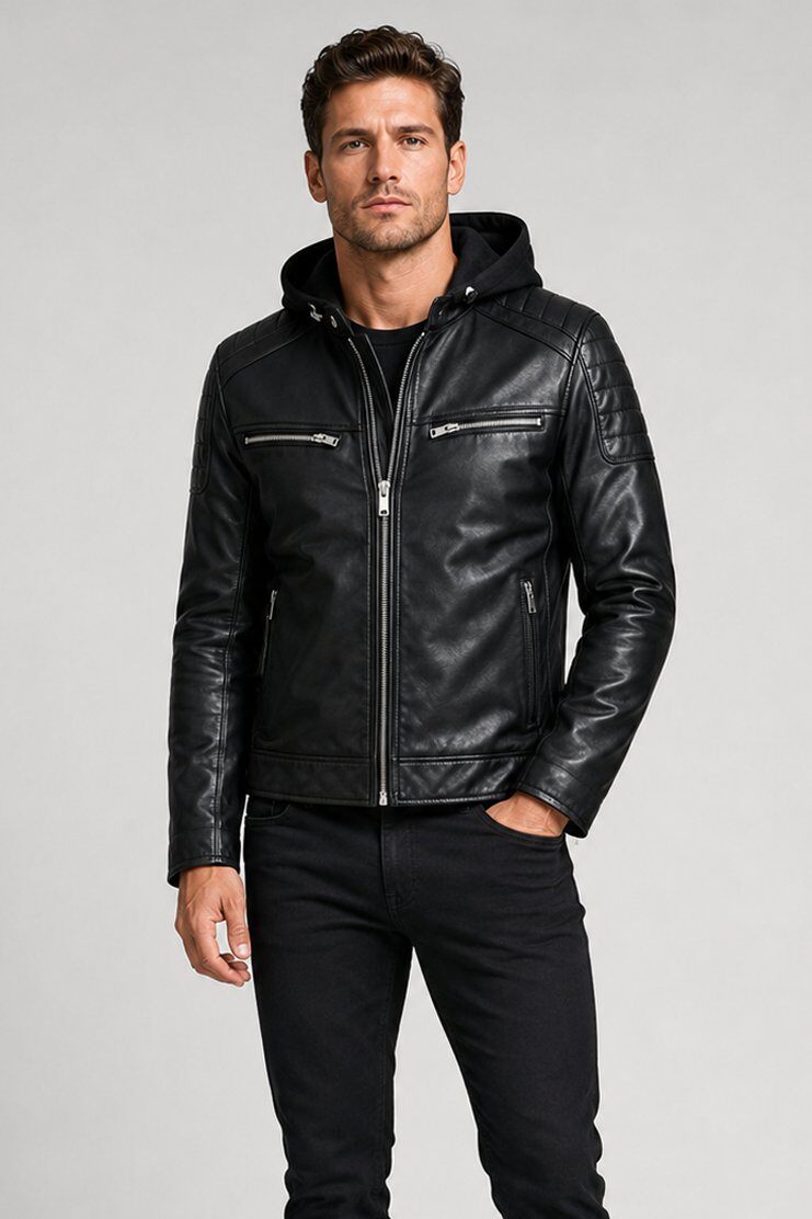 Großhändler KYMAXX - Herrenjacke aus Kunstleder