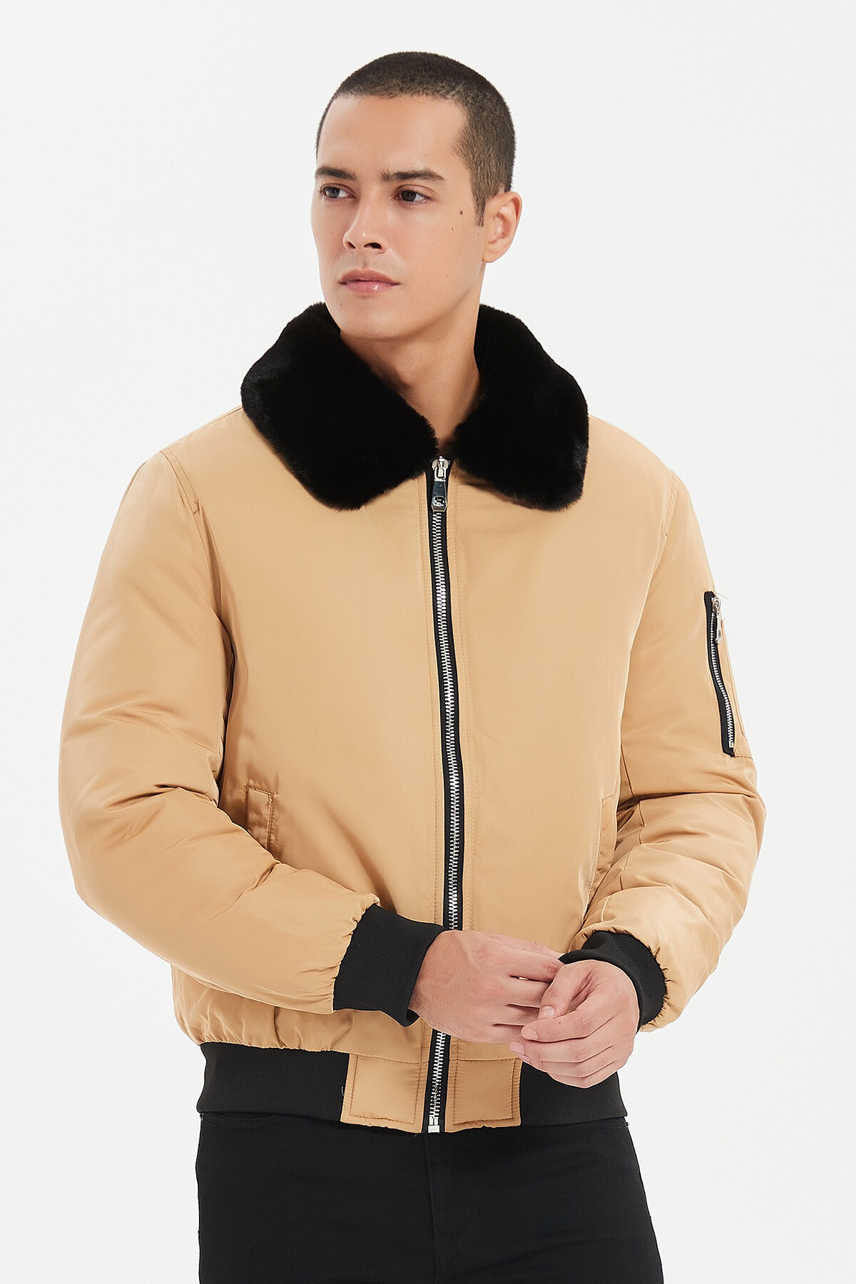 Grossiste KYMAXX - Bomber style aviateur col américain Doublure matelassé