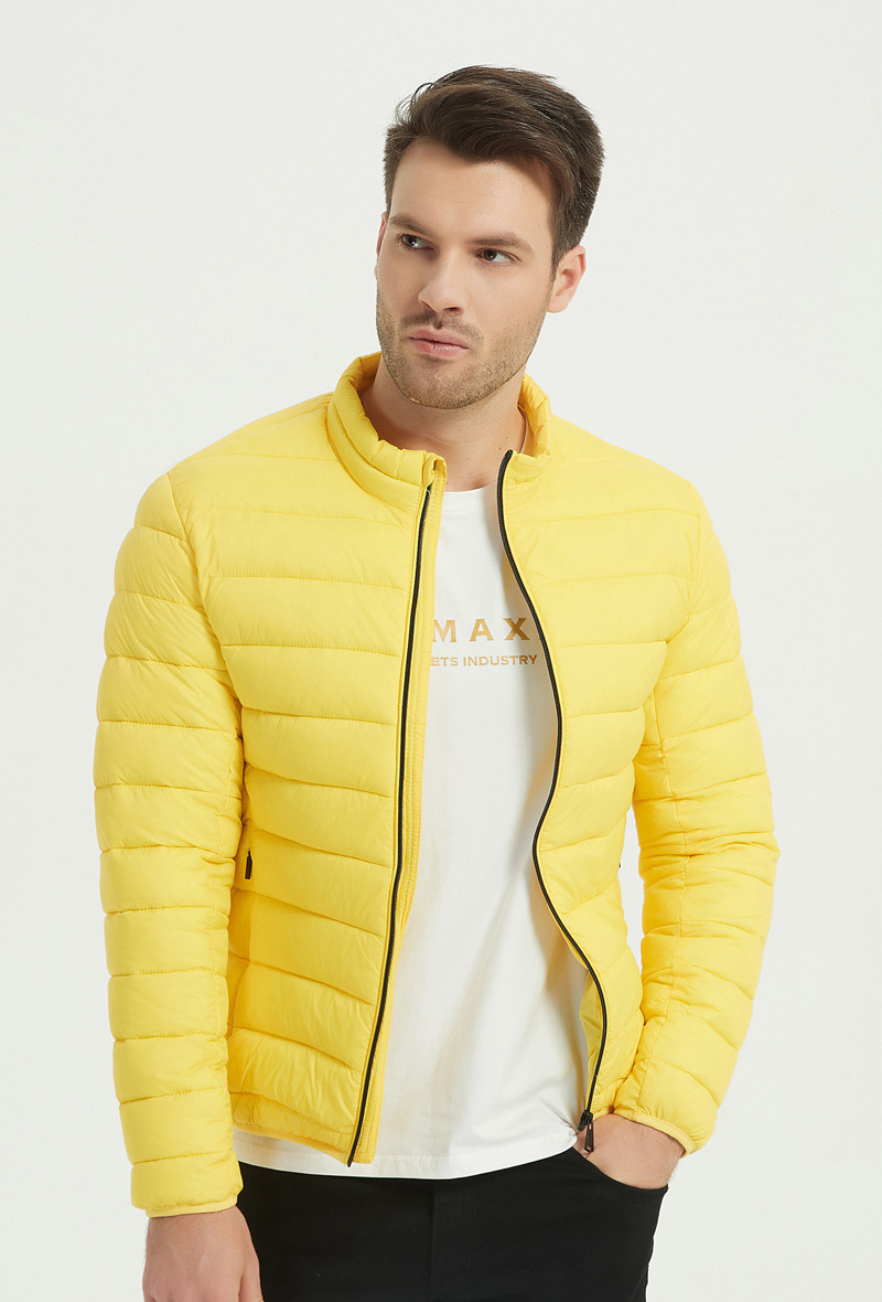 Großhändler KYMAXX - Kurze, gesteppte Daunenjacke mit feinen Streifen und leicht hohem Kragen