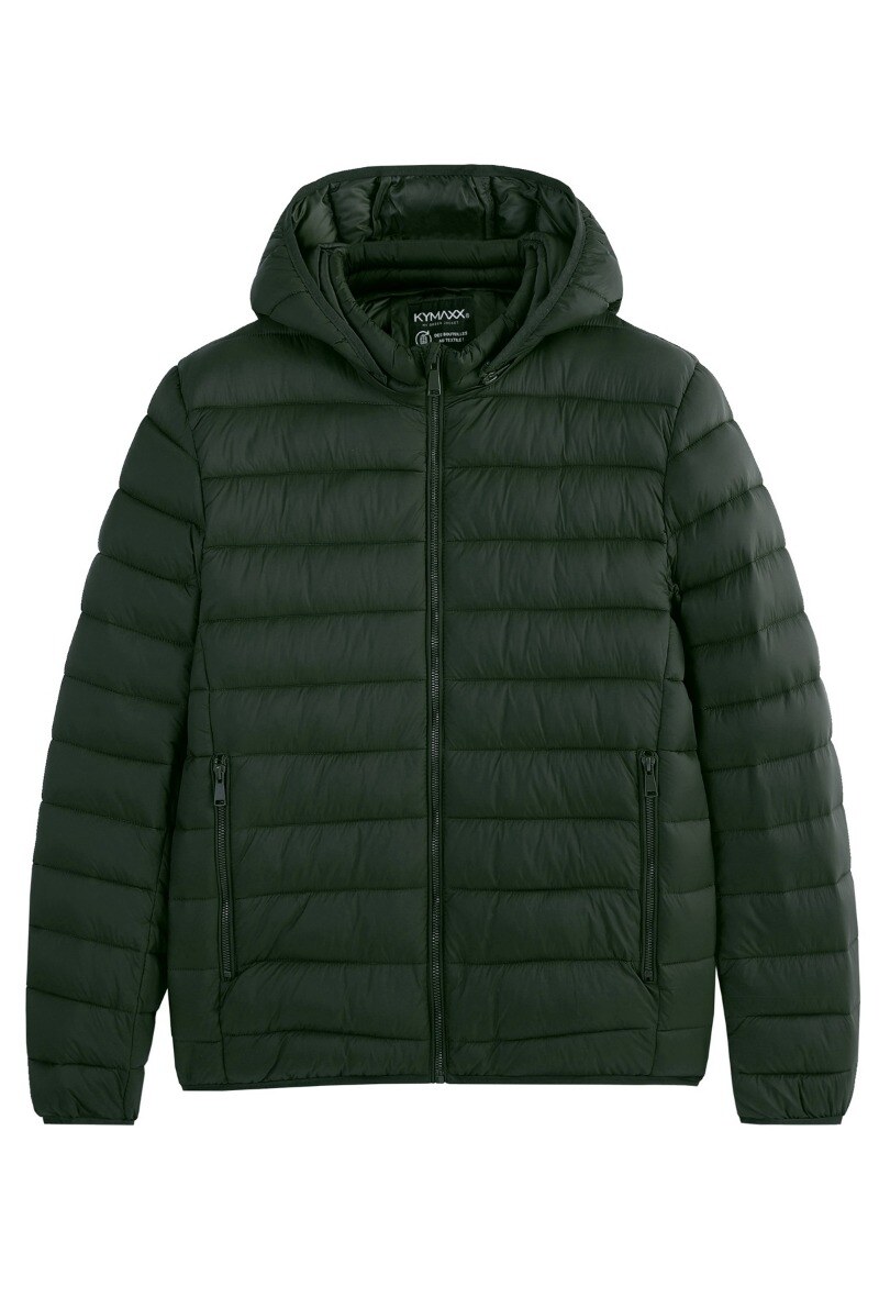 Grossiste KYMAXX - Doudoune matelassée déperlante col montant capuche cagoule amovible