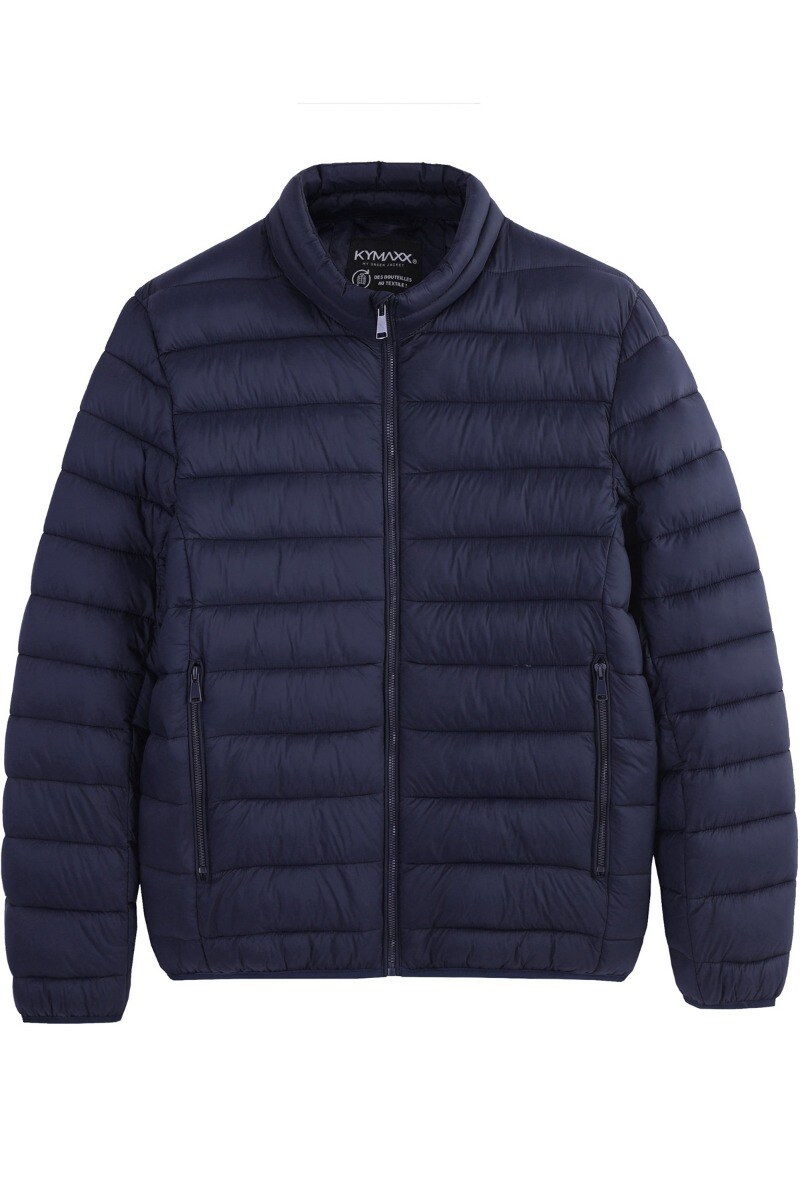 Grossiste KYMAXX - Doudoune coupe droite et courte matelassée col montant
