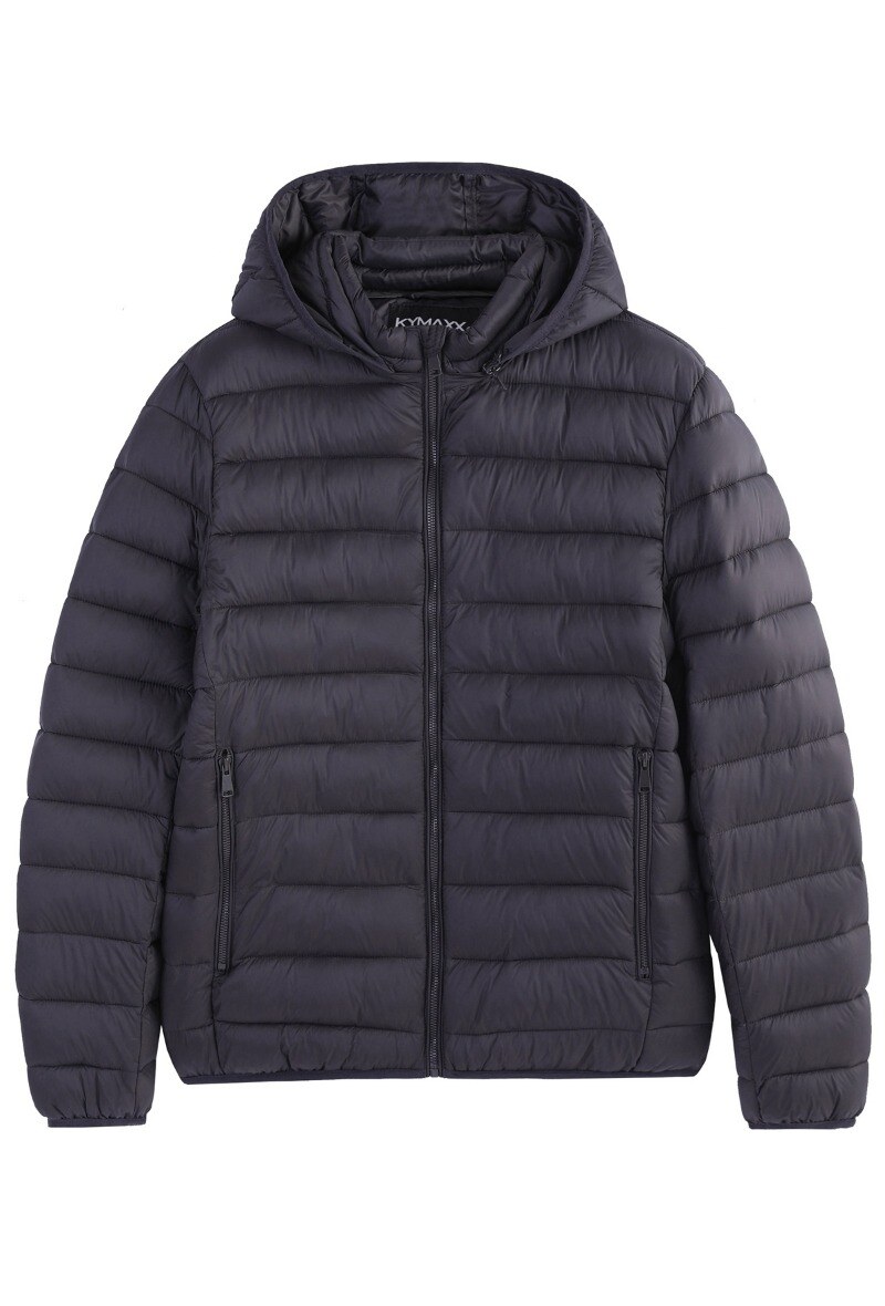 Grossiste KYMAXX - Doudoune matelassée déperlante col montant capuche cagoule amovible