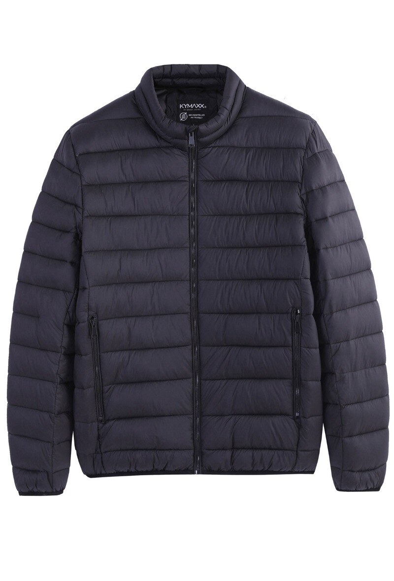 Grossiste KYMAXX - Doudoune coupe droite et courte matelassée col montant