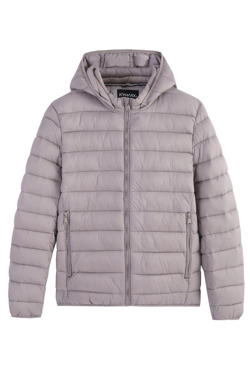 Grossiste KYMAXX - Doudoune matelassée déperlante col montant capuche cagoule amovible
