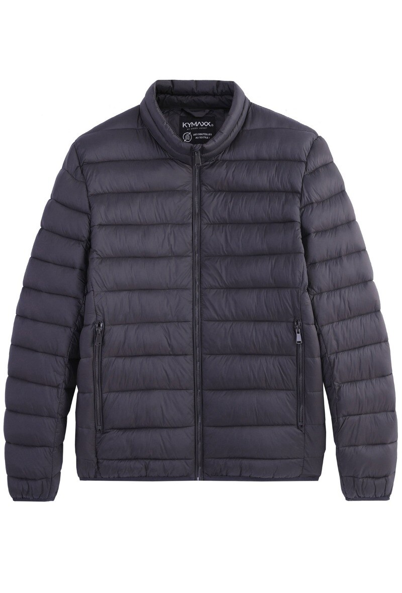 Grossiste KYMAXX - Doudoune coupe droite et courte matelassée col montant