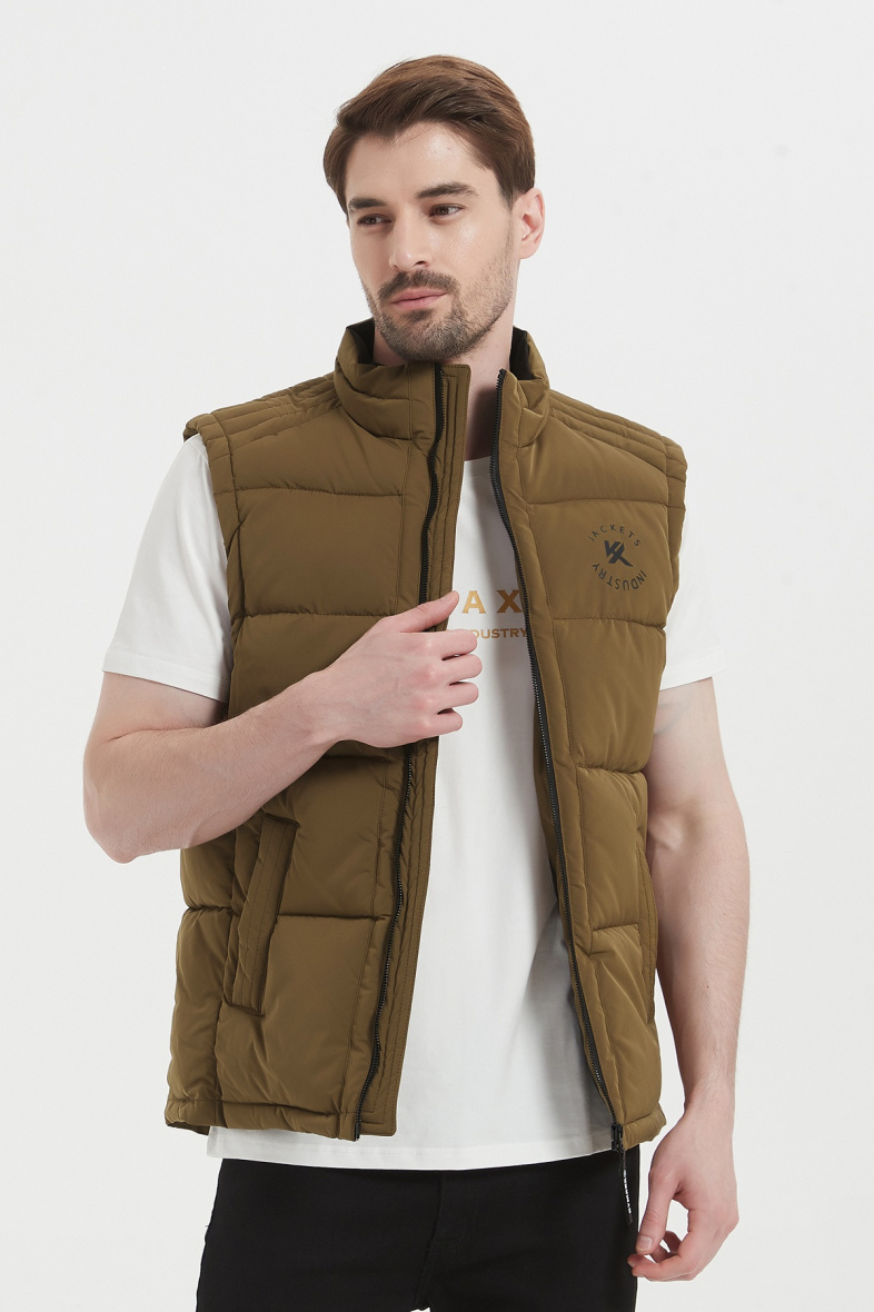 Mayorista KYMAXX - Anorak sin mangas con acolchado a rayas y cuello alto