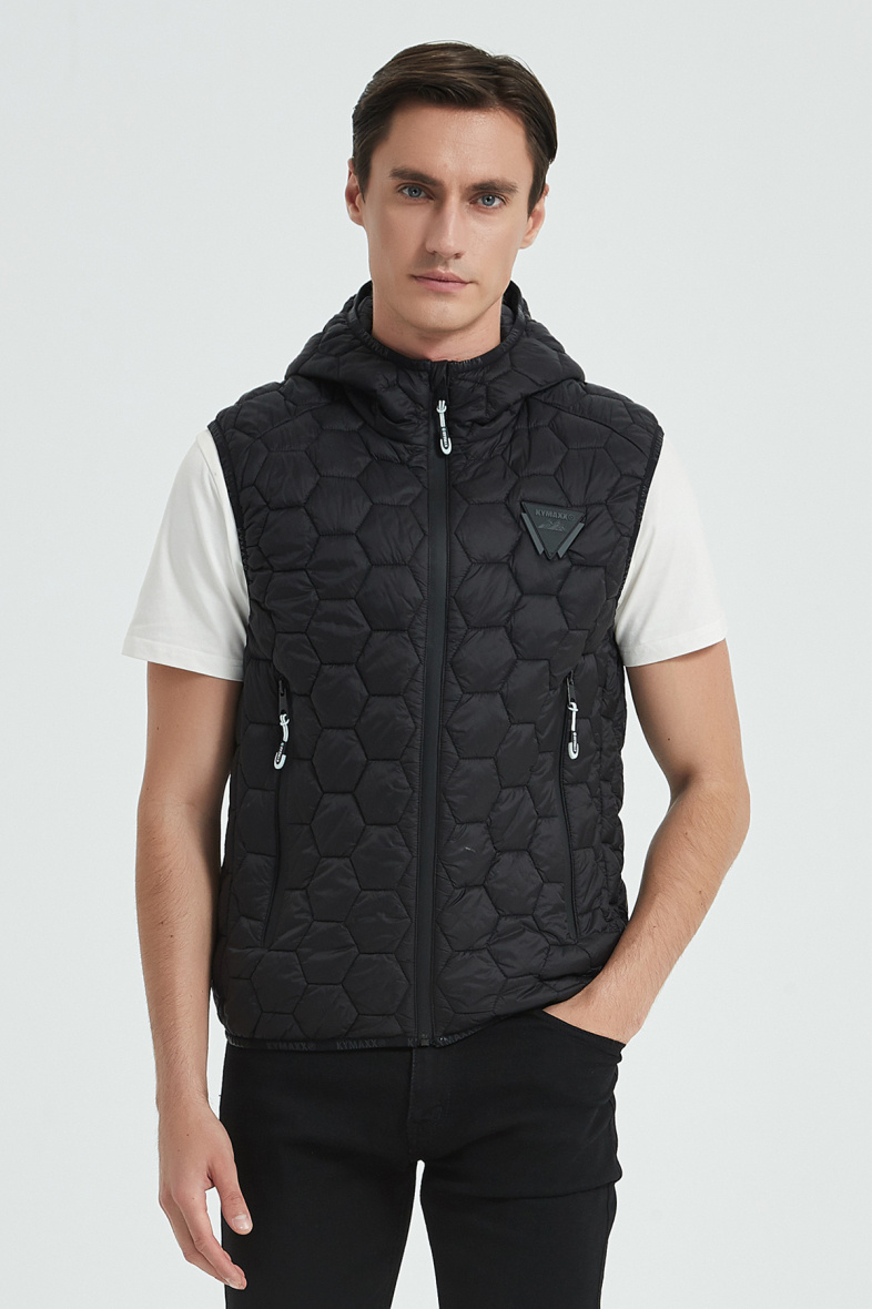 Mayorista KYMAXX - Anorak sin mangas con capucha y logo en el torso