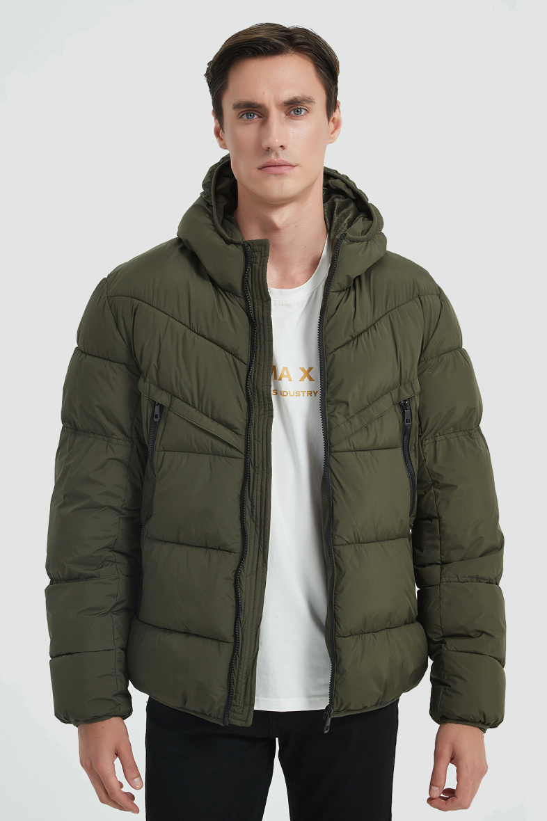 Großhändler KYMAXX - Wattierte Daunenjacke mit Kapuze und großen Taschen