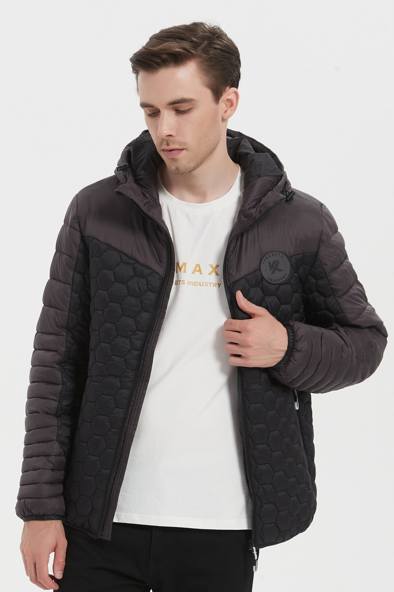Wholesaler KYMAXX - Water-repellent quilted down jacket with high collar and drawstring