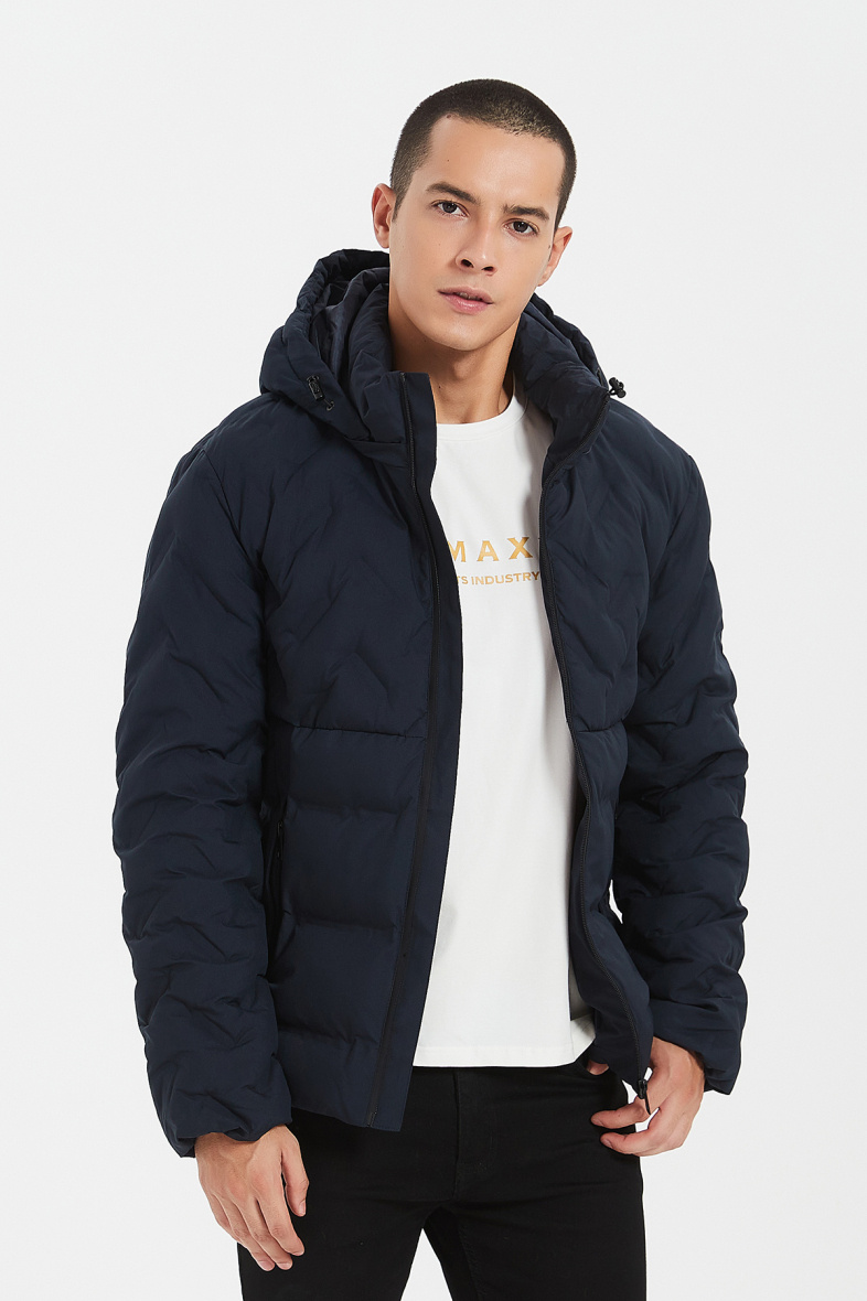 Grossiste KYMAXX - Doudoune capuche matelassée avec deux motifs