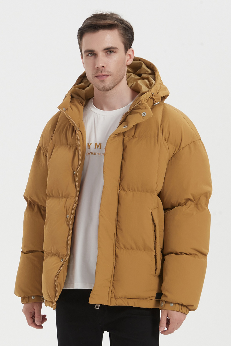 Großhändler KYMAXX - Gesteppte Daunenjacke mit großen Streifen, Kapuze und Kordelzug