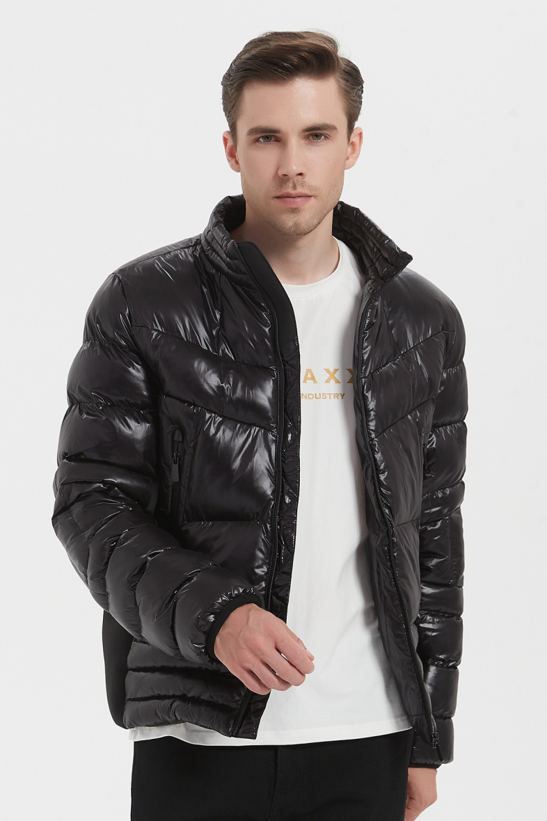 Wholesaler KYMAXX - Short shiny quilted down jacket with high collar