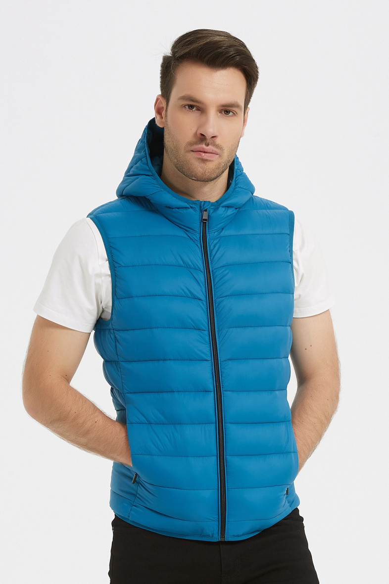 Großhändler KYMAXX - Kurze, gerade, ärmellose Daunenjacke mit gesteppten Streifen