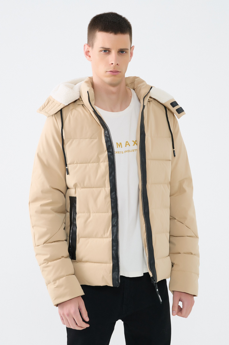Großhändler KYMAXX - Schlichte Daunenjacke mit Kapuze und Fleecefutter