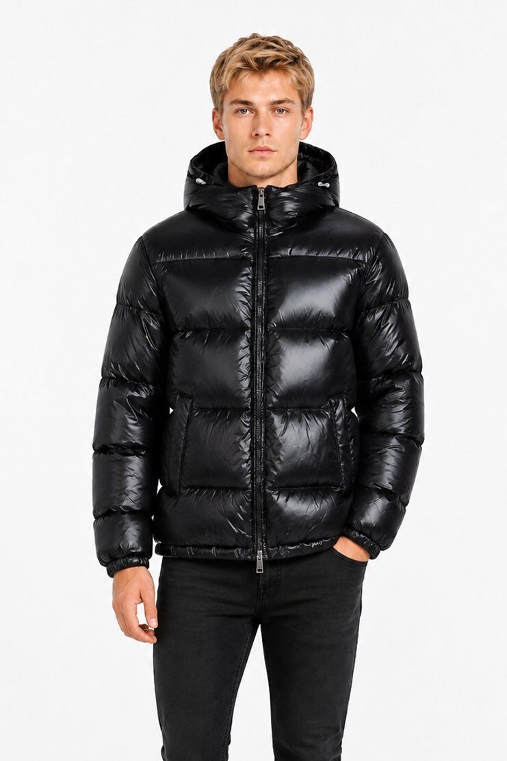 Großhändler KYMAXX - Glänzende Daunenjacke mit Kapuze