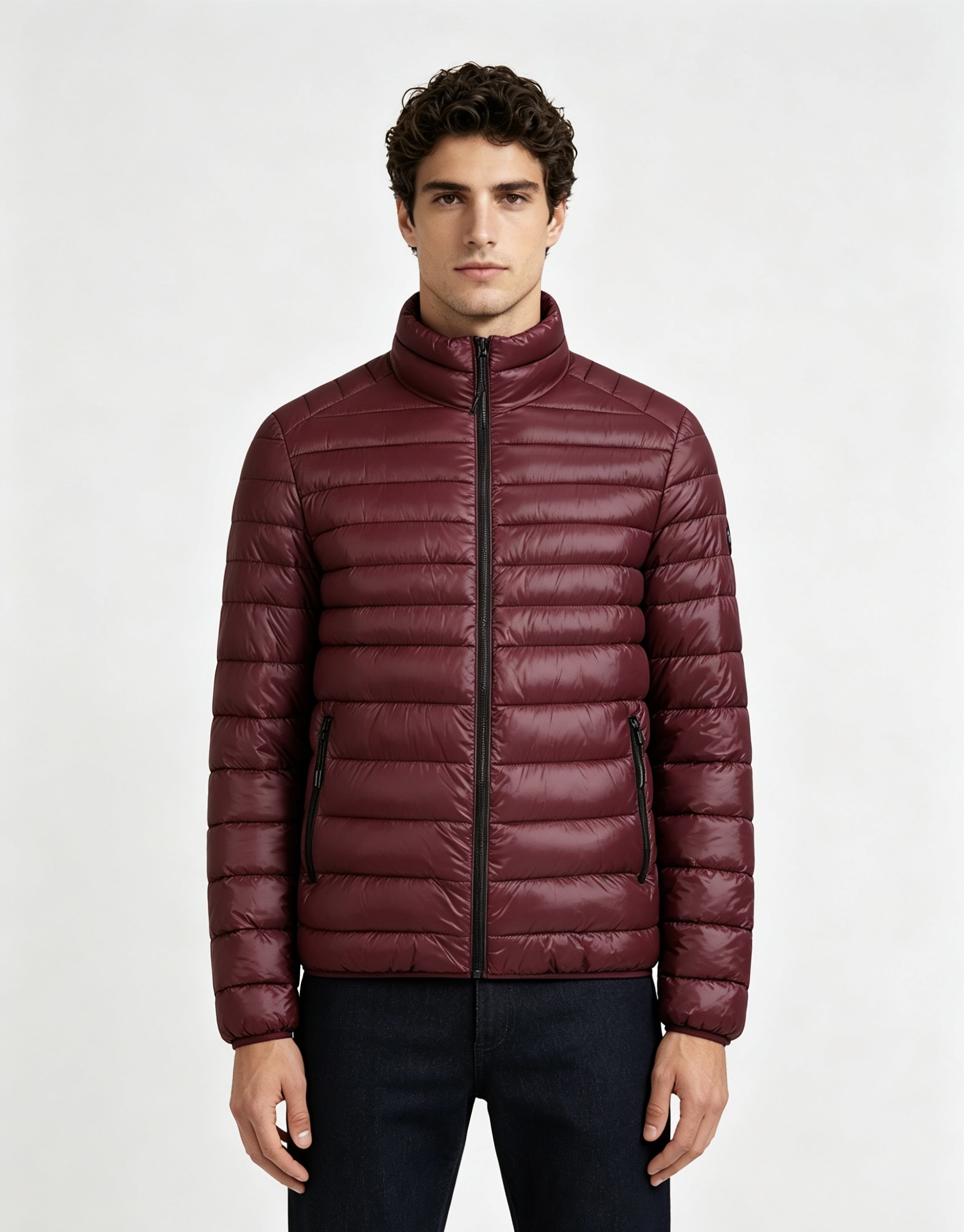 Großhändler KYMAXX - Leichte Herren-Daunenjacke mit Stehkragen