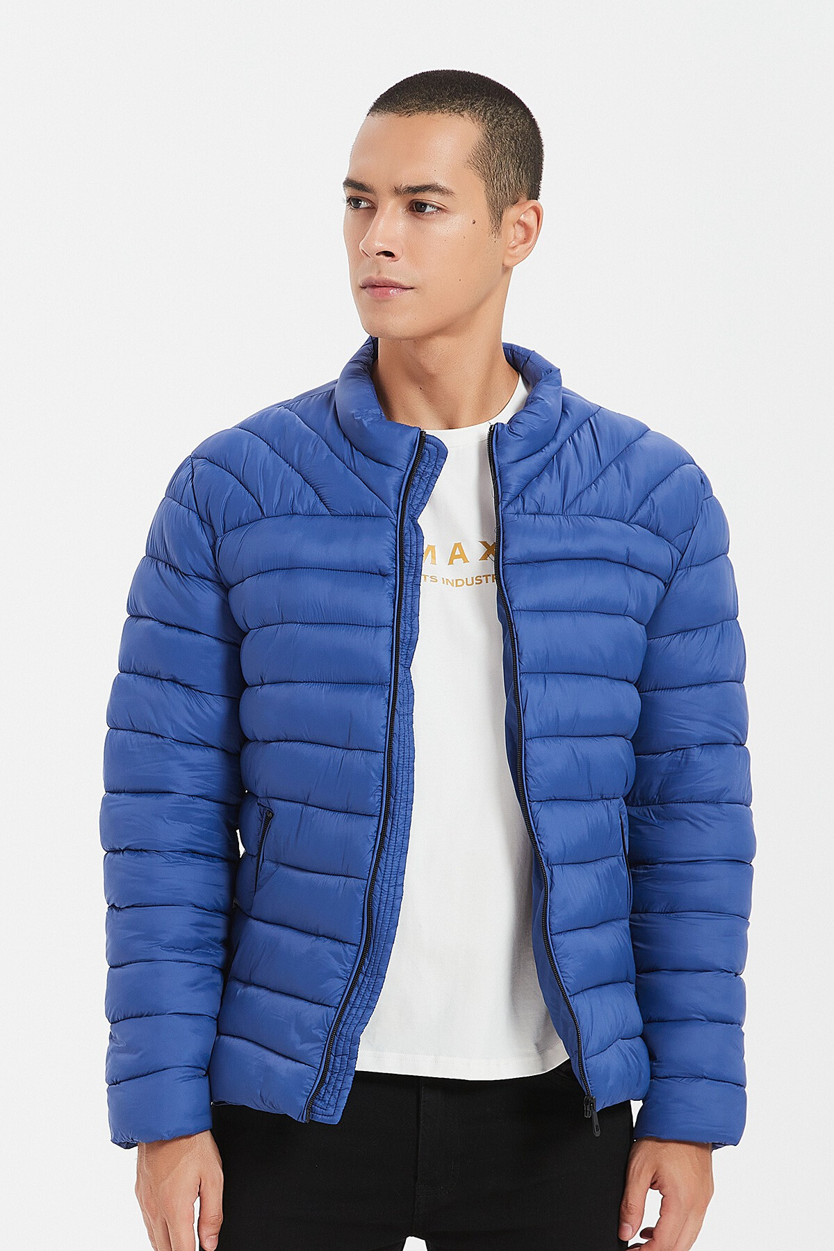 Wholesaler KYMAXX - Bi-material down jacket with hood