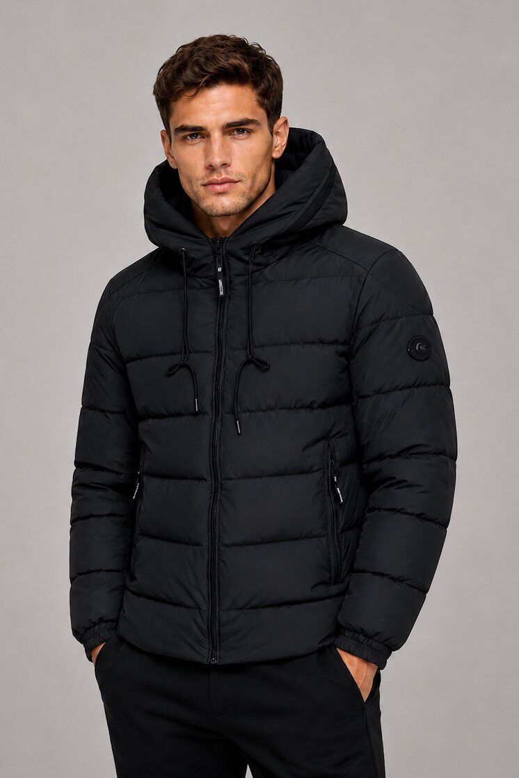 Großhändler KYMAXX - Herren-Daunenjacke mit Kapuze