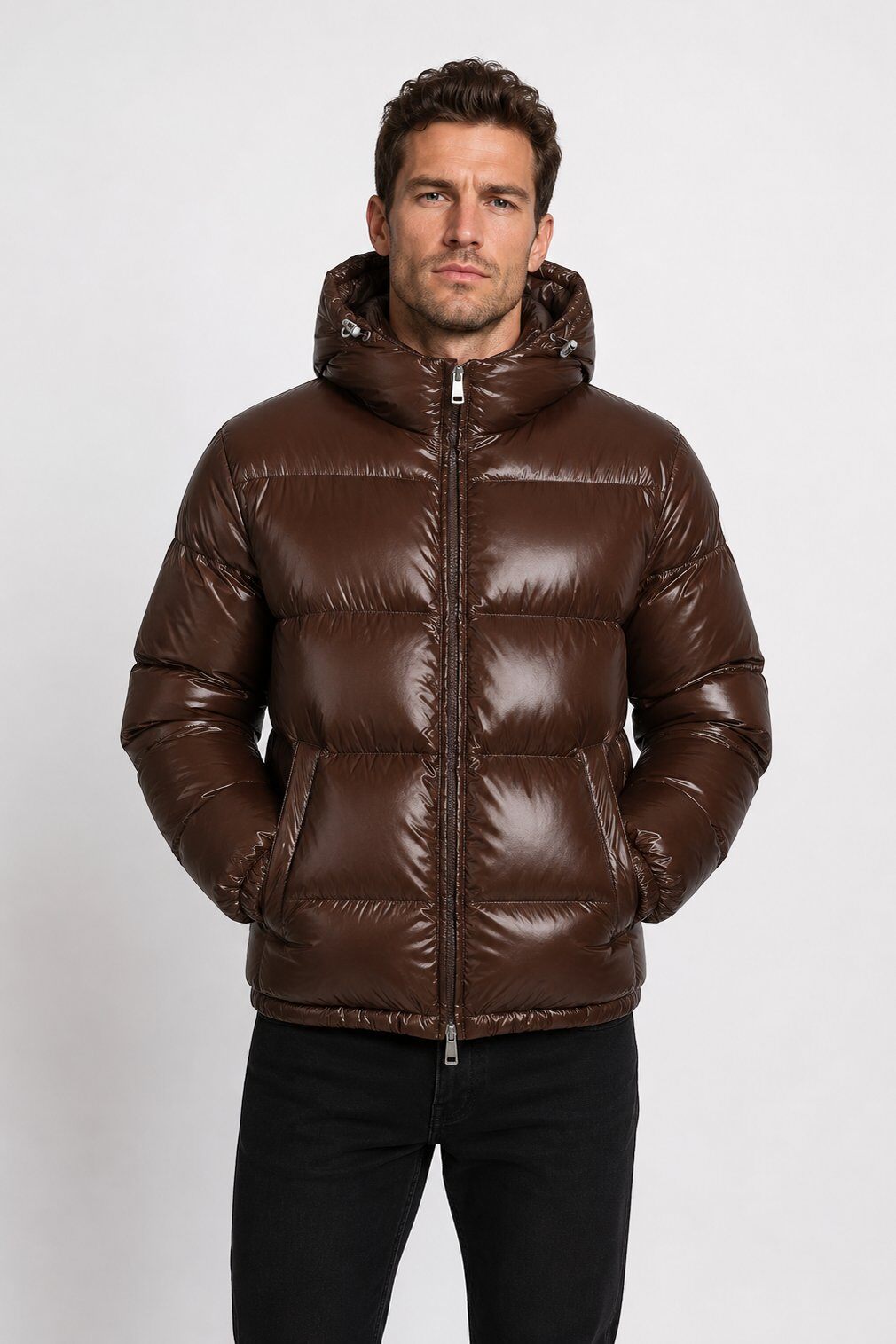 Großhändler KYMAXX - Glänzende Daunenjacke mit Kapuze