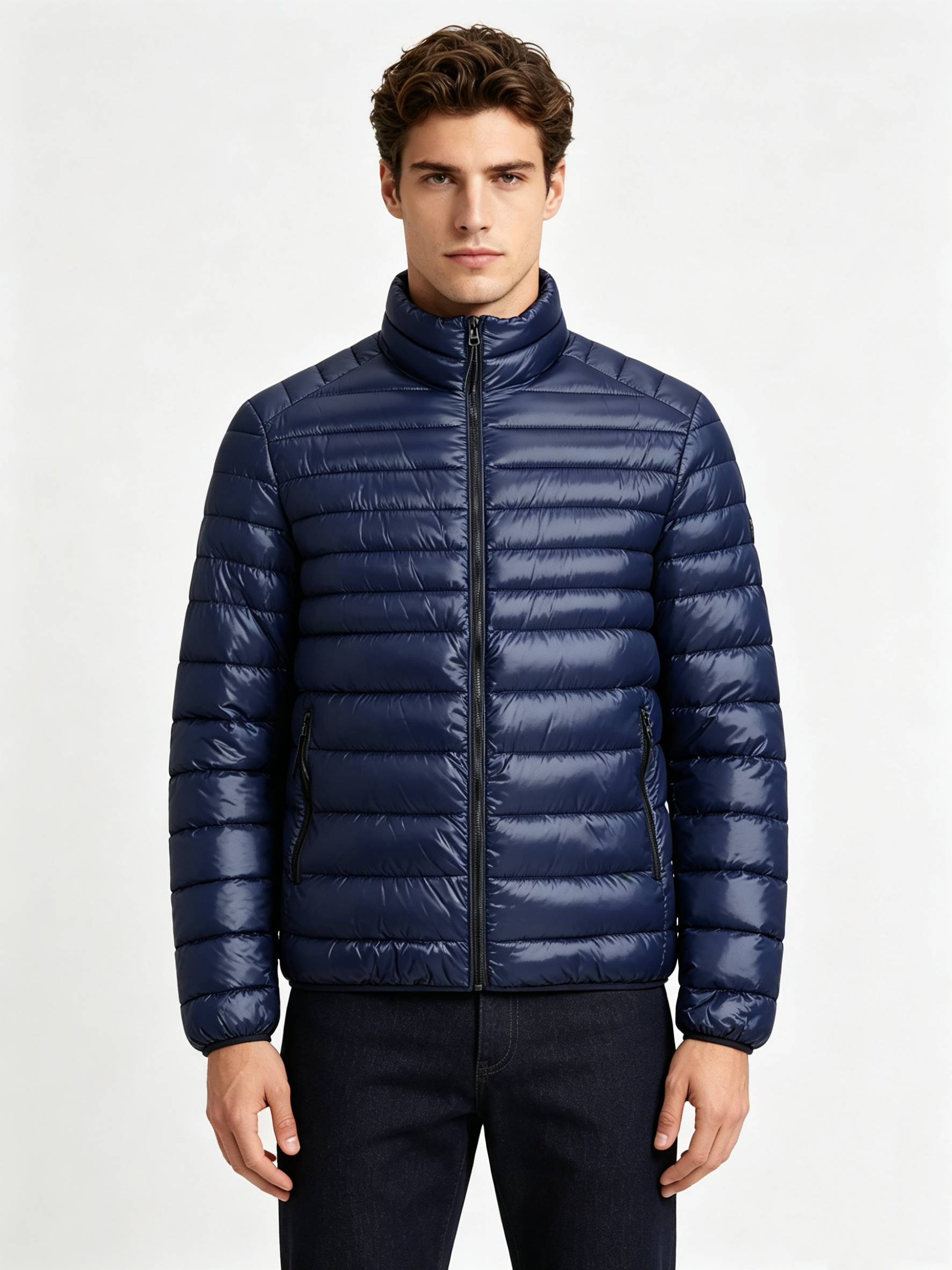 Großhändler KYMAXX - Leichte Herren-Daunenjacke mit Stehkragen