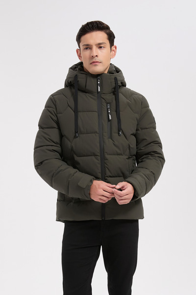 Grossiste KYMAXX - Doudoune kaki homme à capuche Grossiste KYMAXX - Doudoune kaki homme à capuche