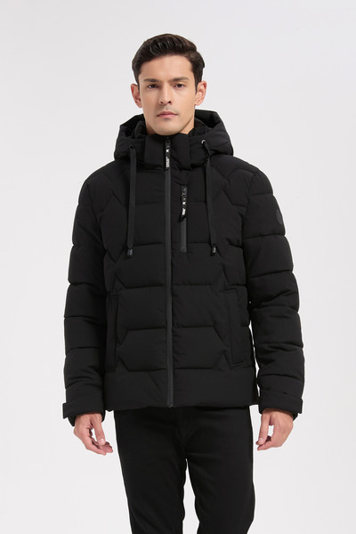 Grossiste KYMAXX - Doudoune noire homme à capuche Grossiste KYMAXX - Doudoune noire homme à capuche
