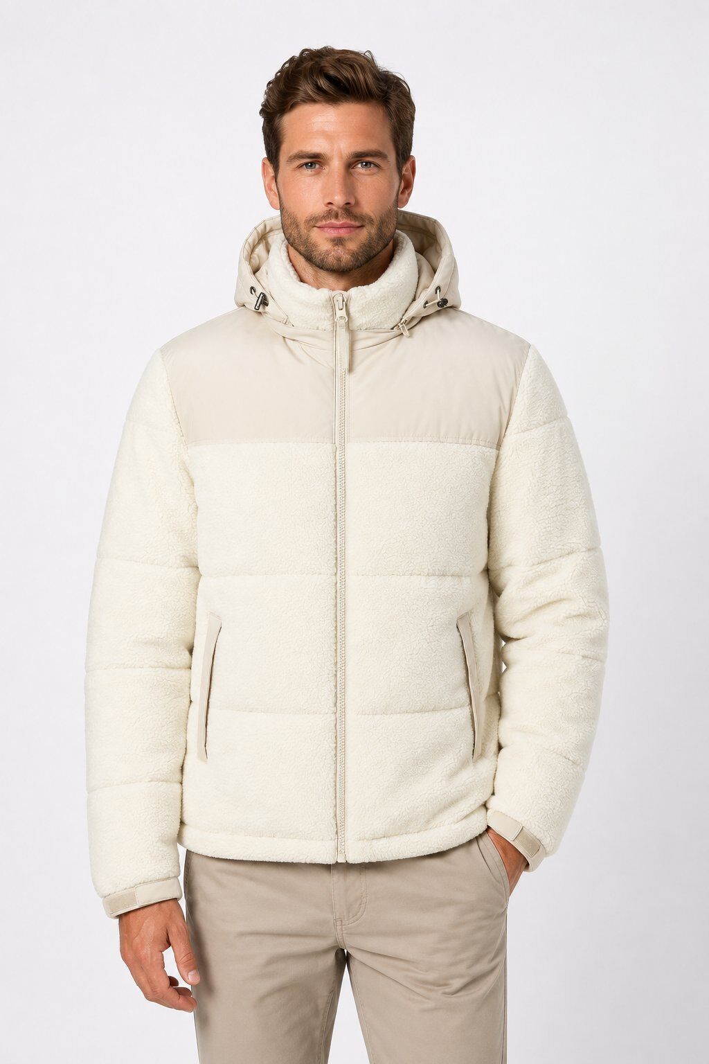 Grossiste KYMAXX - Doudoune matelassée effet sherpa