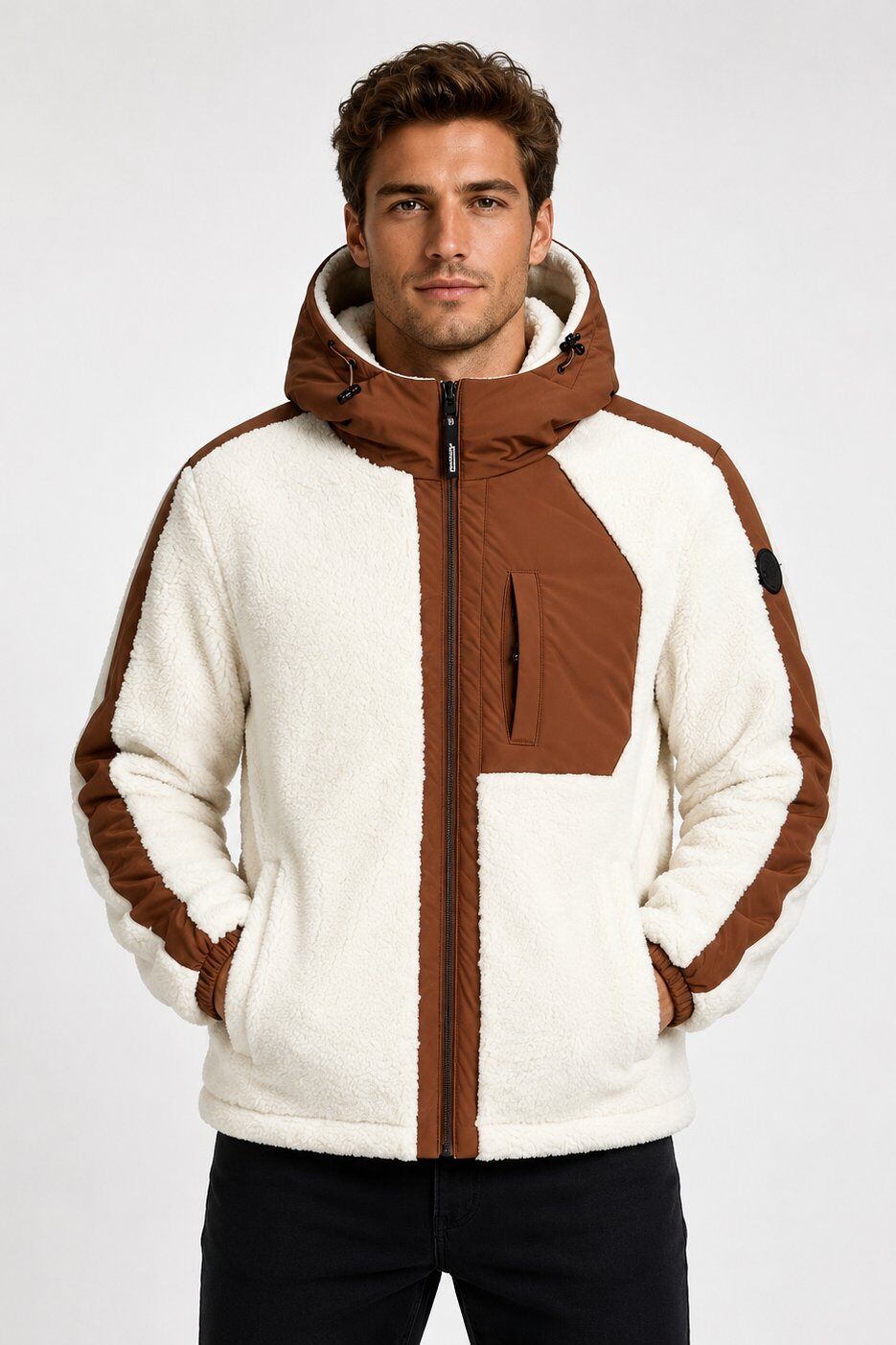 Großhändler KYMAXX - Herren-Fleece-Daunenjacke mit Kapuze
