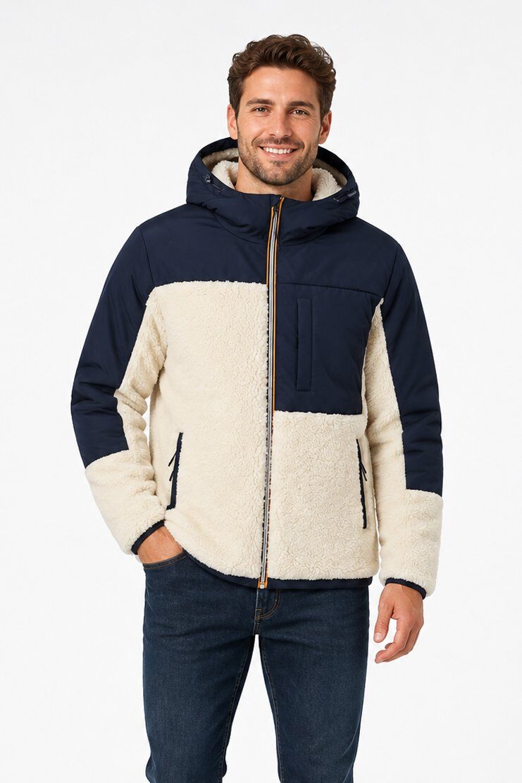 Grossiste KYMAXX - Doudoune polaire bicolore