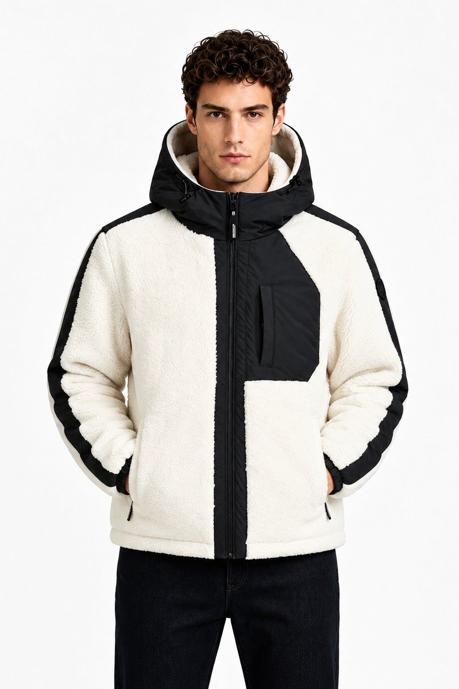 Großhändler KYMAXX - Herren-Fleece-Daunenjacke mit Kapuze