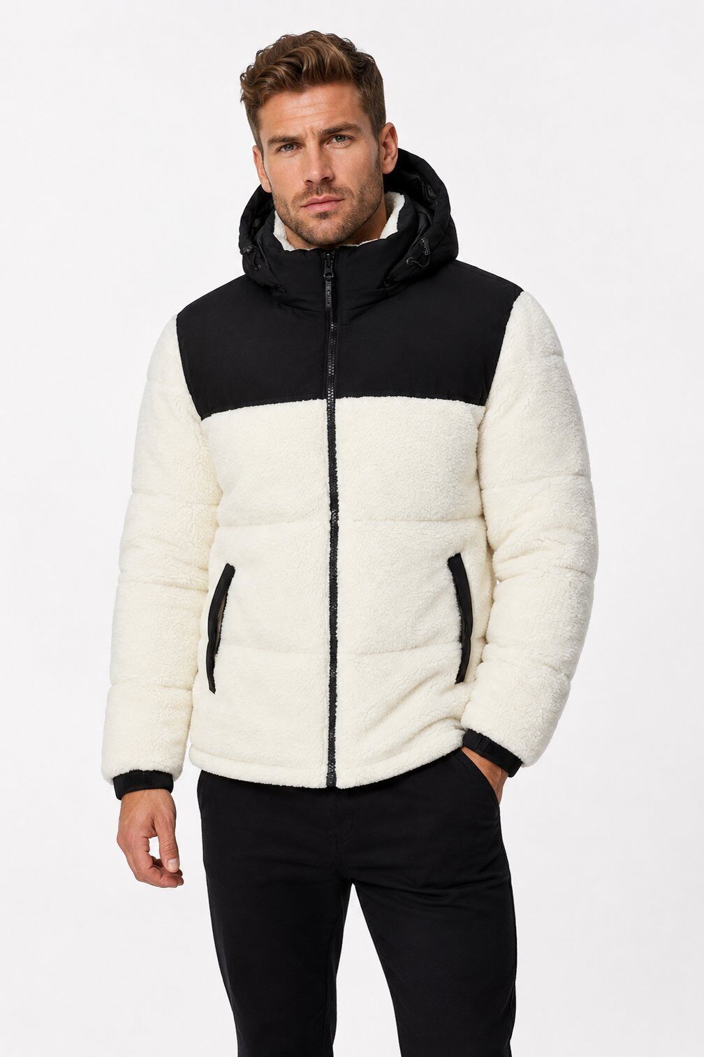 Grossiste KYMAXX - Doudoune matelassée effet sherpa