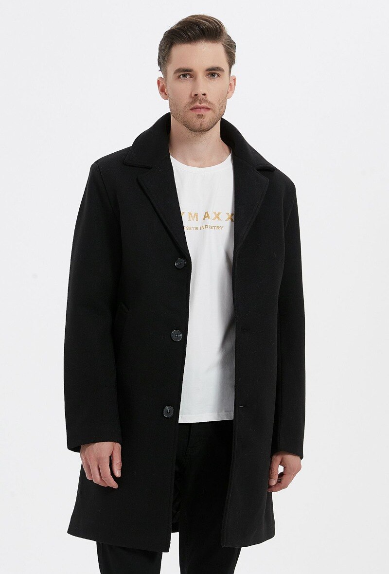 Grossiste KYMAXX - Manteau long chaud large col tailleur