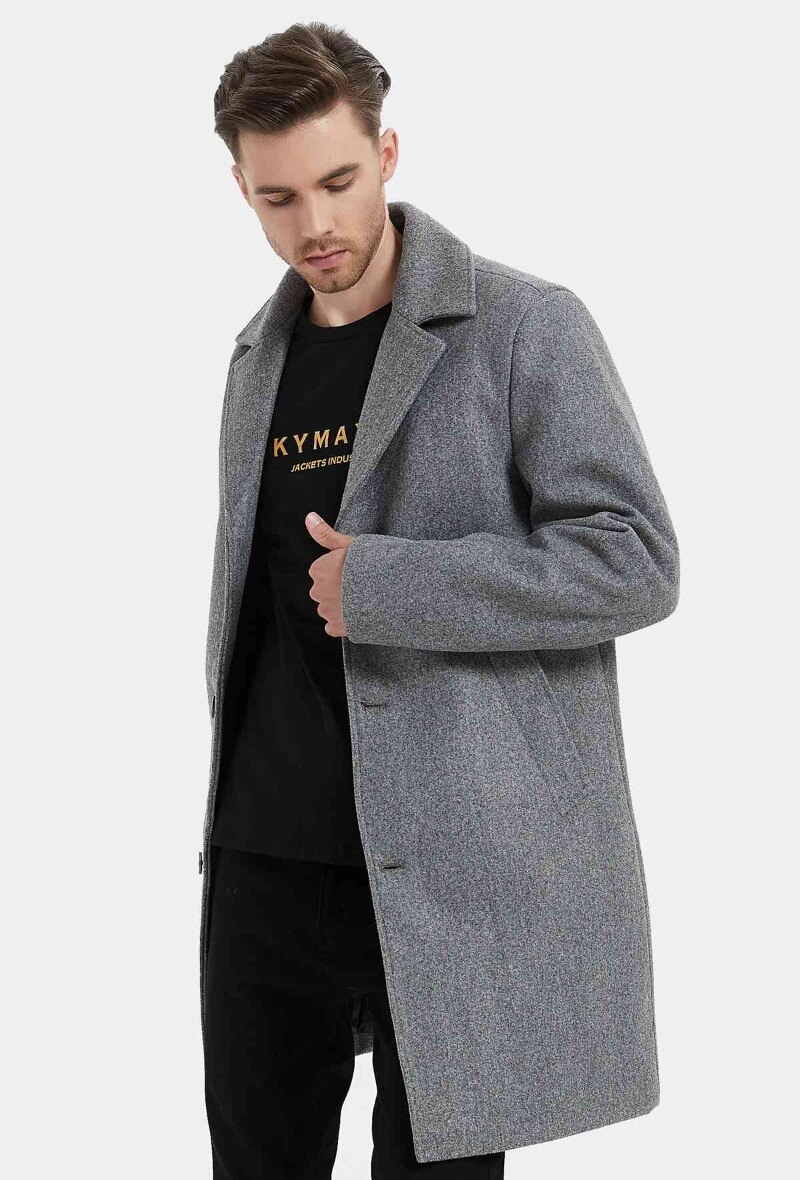 Wholesaler KYMAXX - Long warm coat with wide tailored collar
