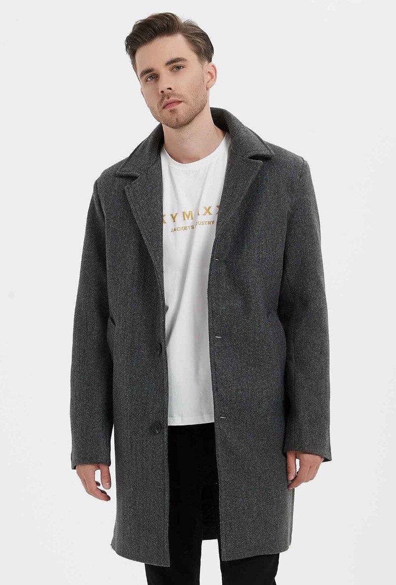 Grossiste KYMAXX - Manteau long chaud large col tailleur