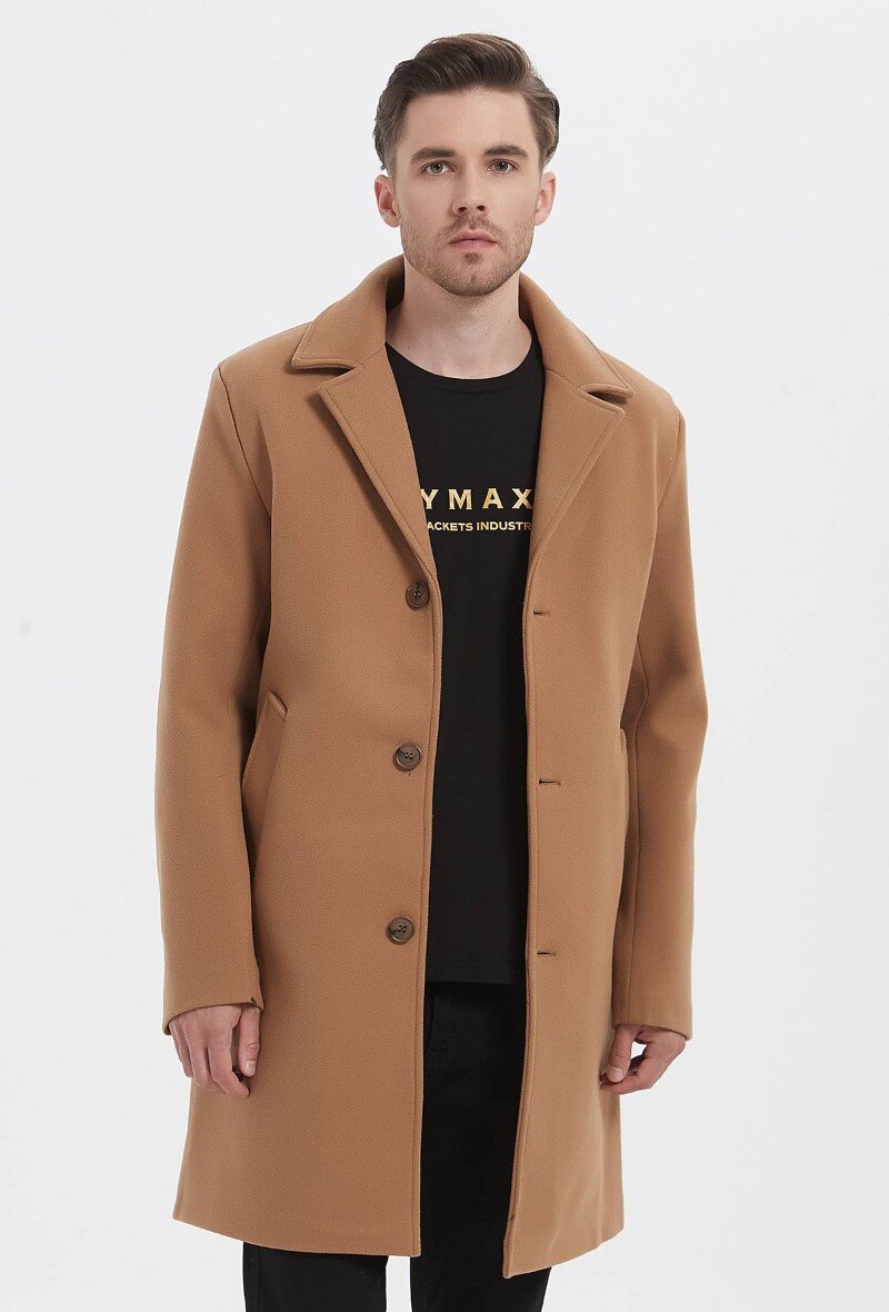 Wholesaler KYMAXX - Long warm coat with wide tailored collar