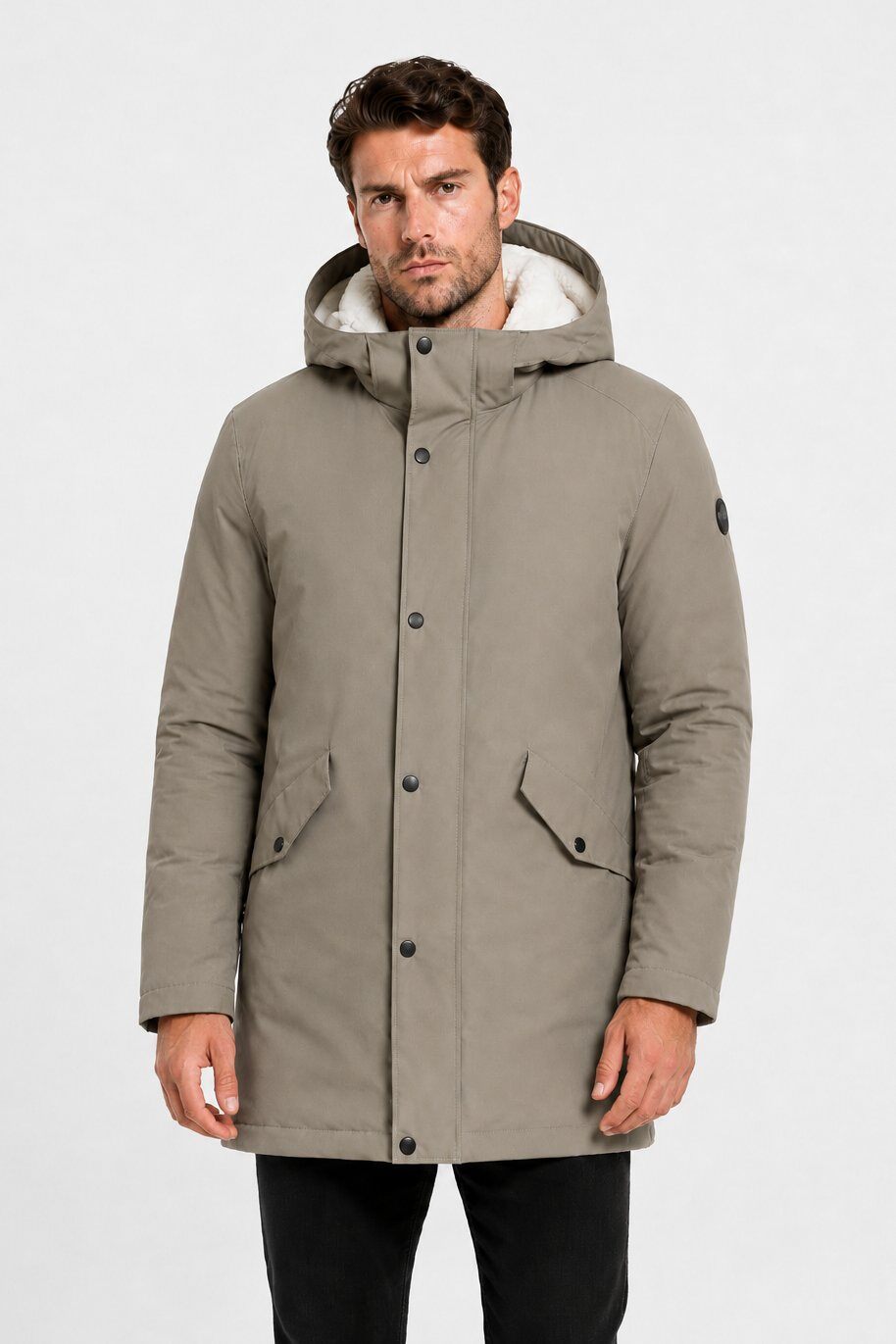 Mayorista KYMAXX - Parka larga forrada de sherpa