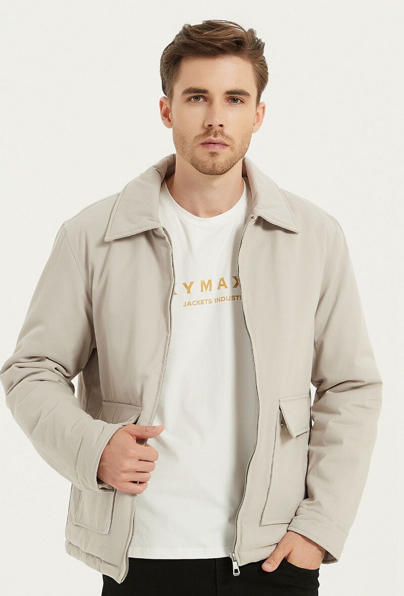 Grossista KYMAXX - Giacca leggera con ampio colletto da camicia