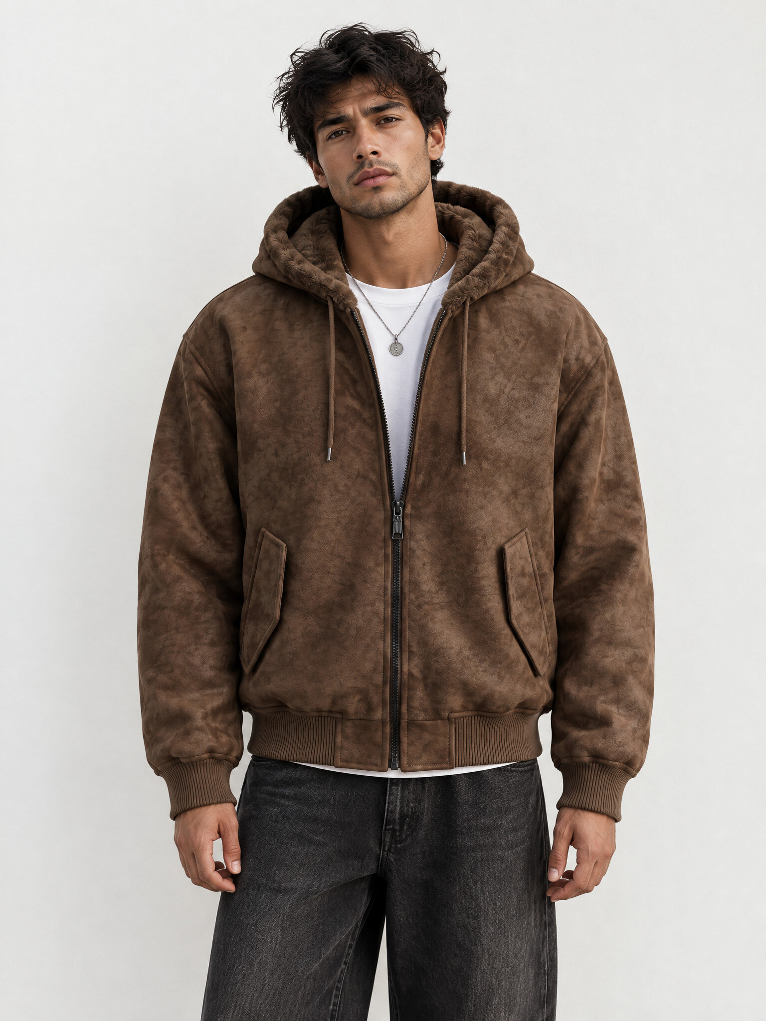 Grossiste KZR - Blouson simili cuir effet vieilli capuche réversible