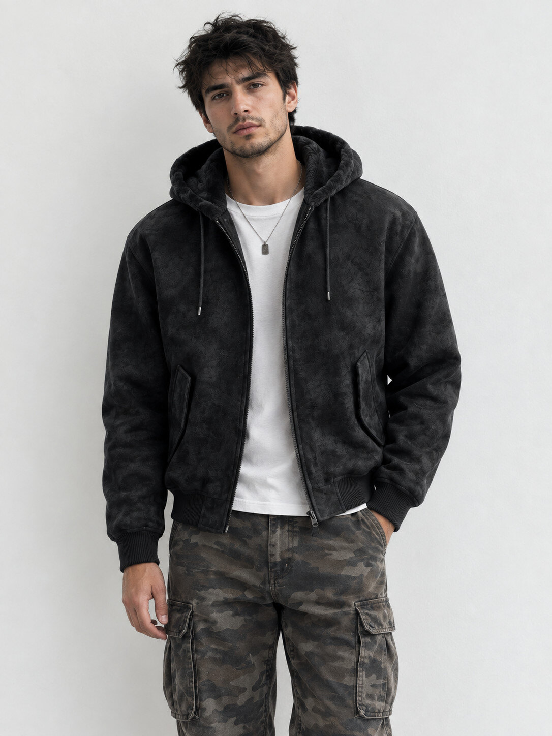Grossiste KZR - Blouson simili cuir effet vieilli capuche réversible