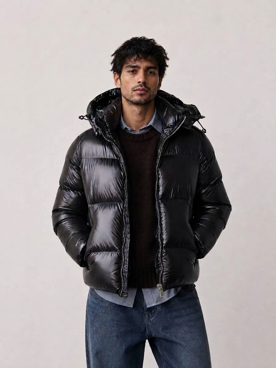Großhändler KZR - Glänzende Daunenjacke mit Kapuze