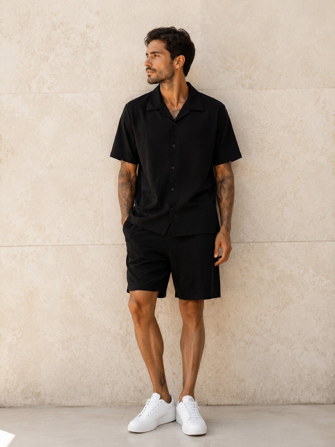 Großhändler KZR - Texturiertes Hemd- und Shorts-Set