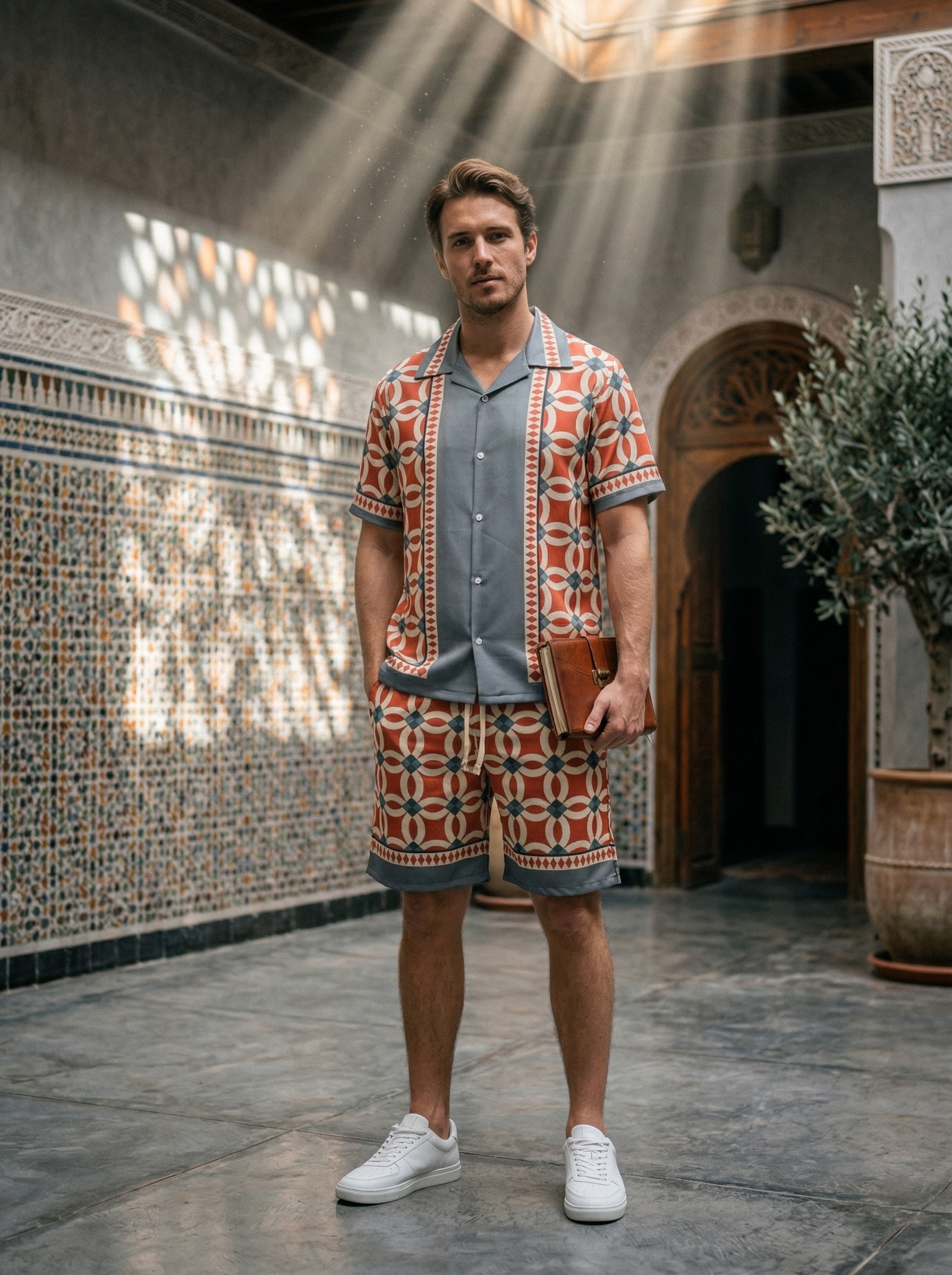Großhändler KZR - Hemd- und Shorts-Set mit geometrischem Muster
