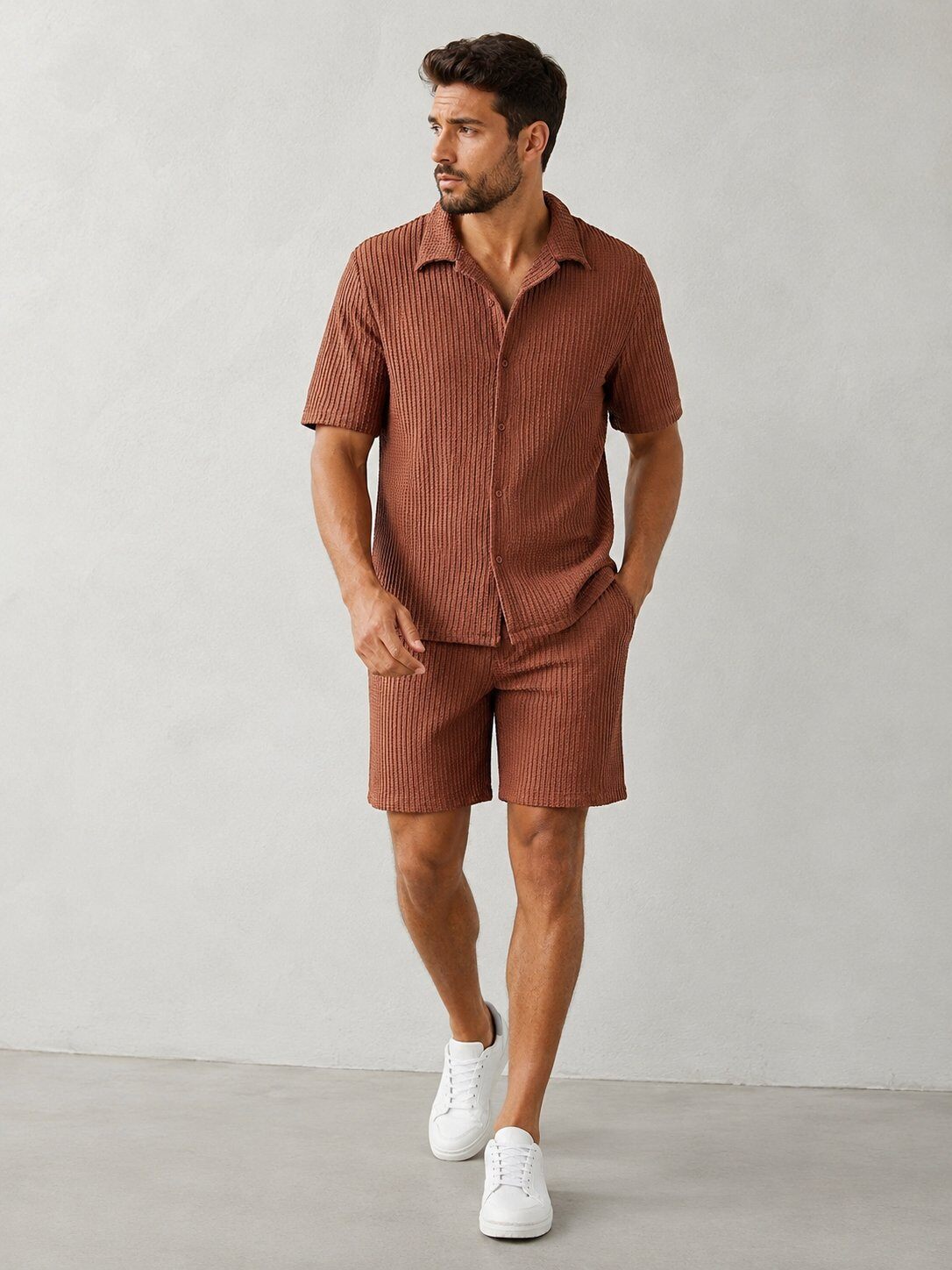Grossiste KZR - Ensemble Chemise et short texturé