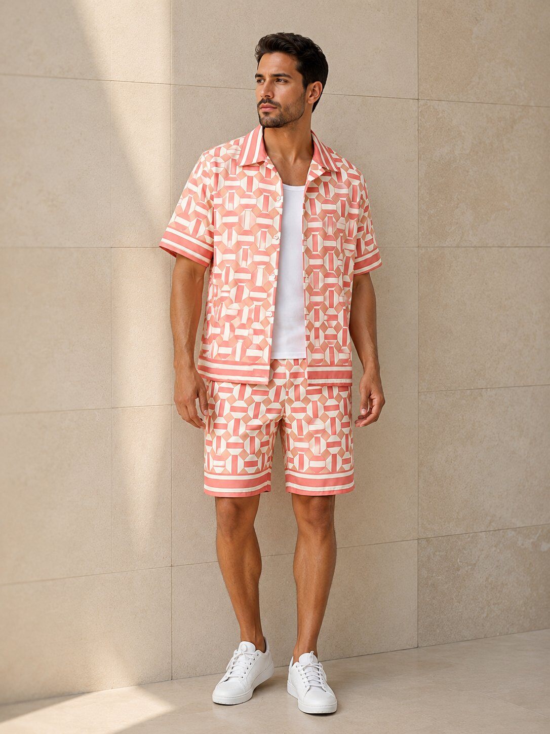 Großhändler KZR - Gemustertes Hemd- und Shorts-Set
