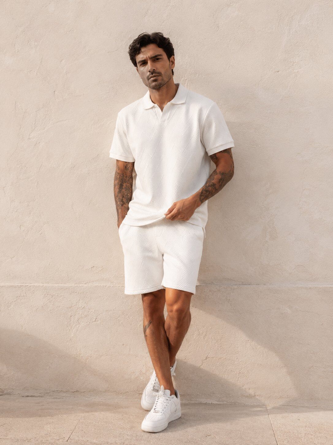 Grossista KZR - Set Polo e Shorts Testurizzati
