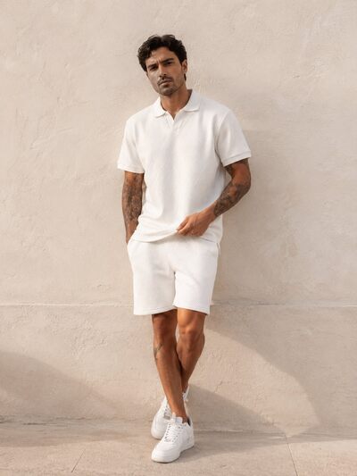 Großhändler KZR - Strukturiertes Polo- und Shorts-Set Großhändler KZR - Strukturiertes Polo- und Shorts-Set