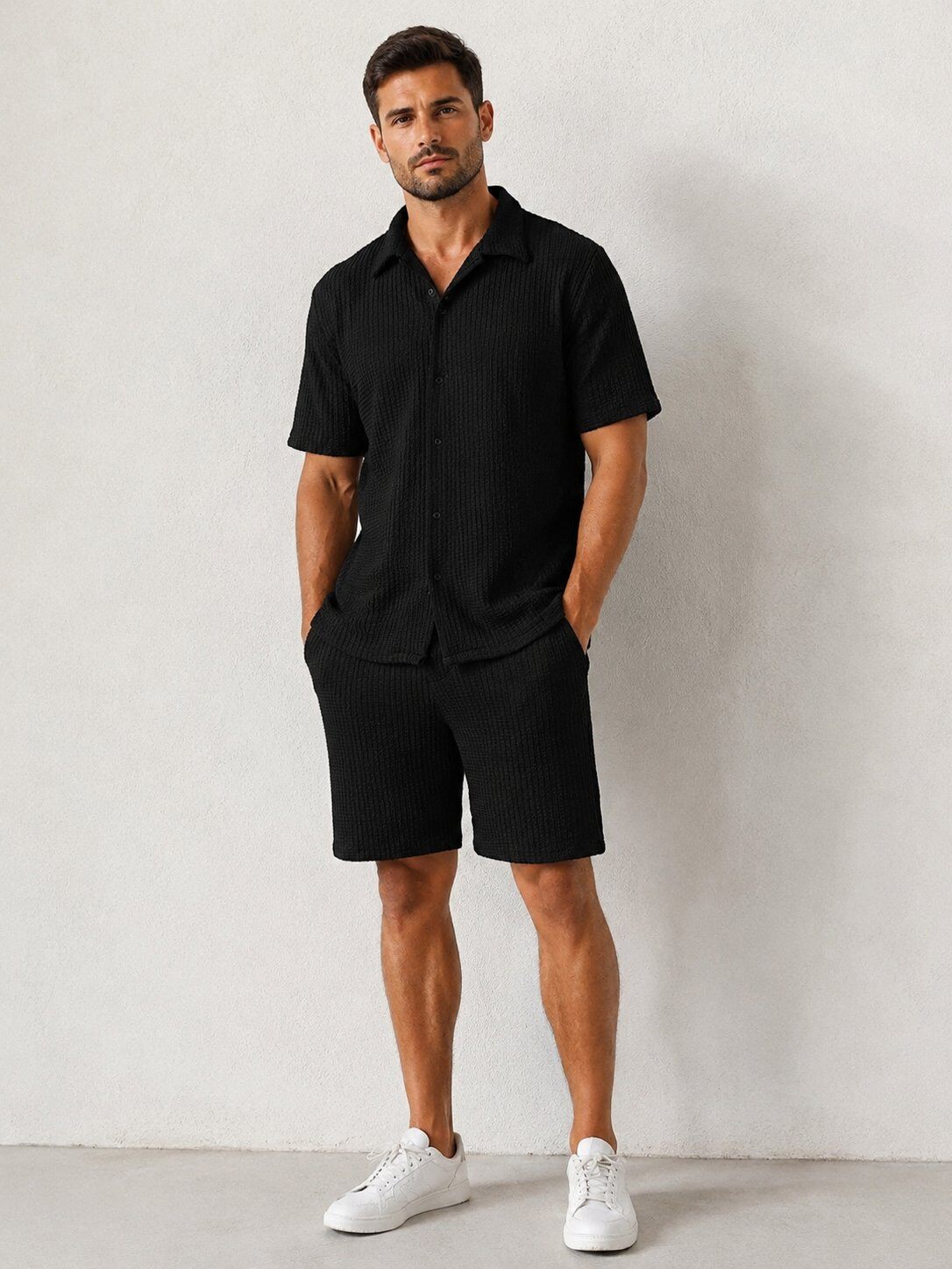 Grossiste KZR - Ensemble Chemise et short texturé