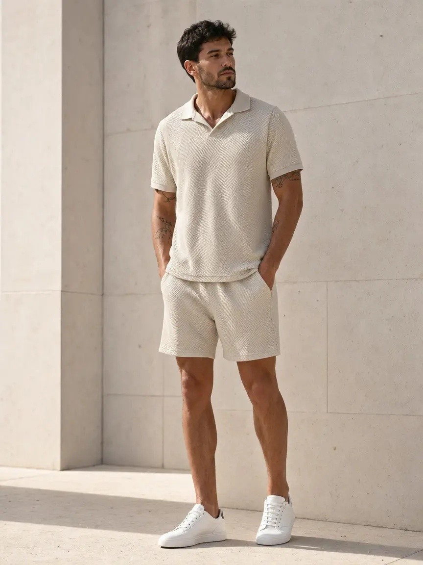 Grossista KZR - Completo Polo e Shorts Testurizzato