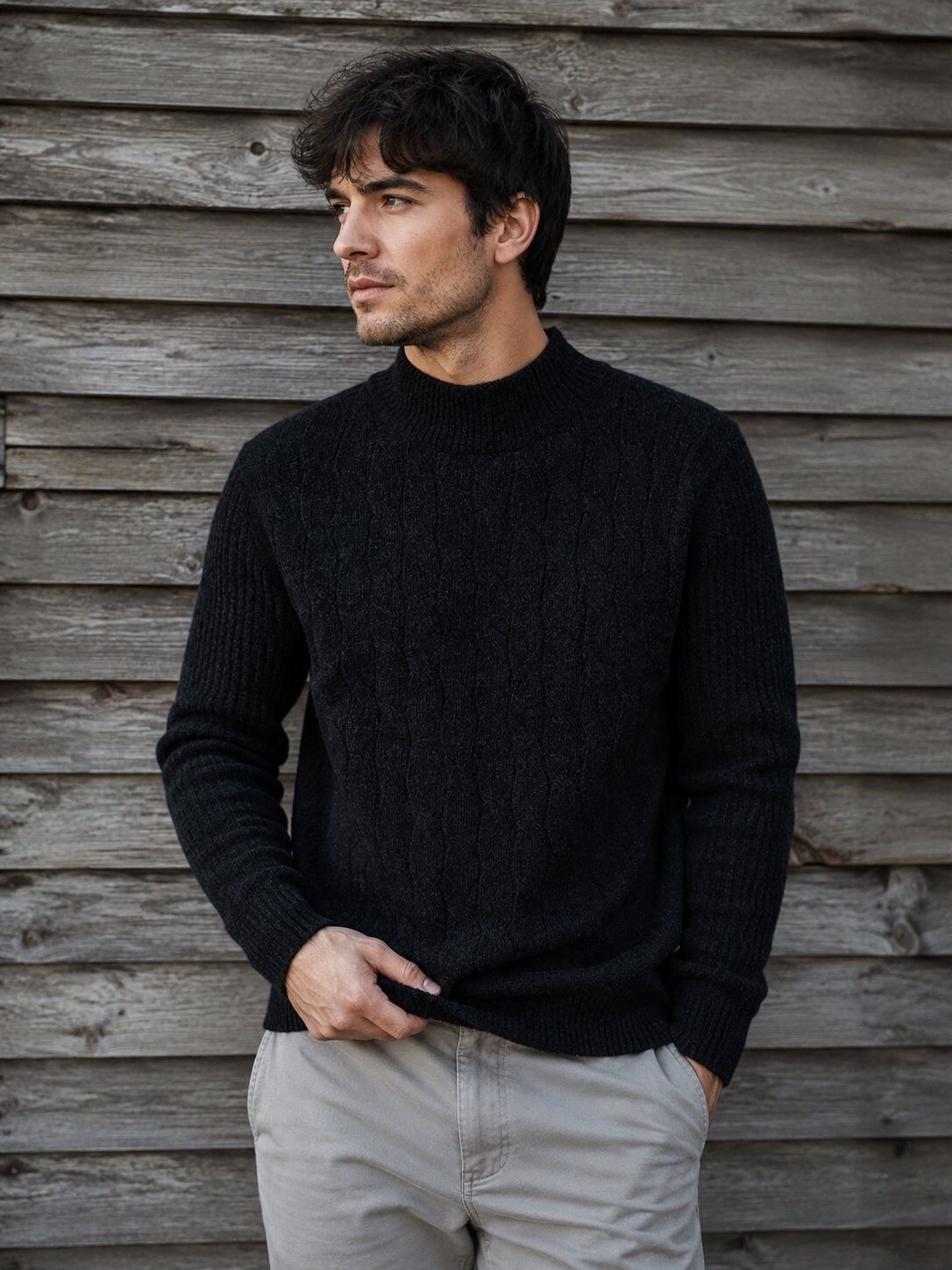 Grossiste KZR - Pull Col Demi-Roulé