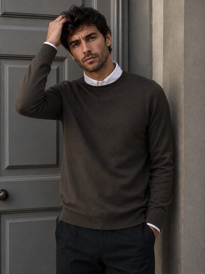 Wholesaler KZR - Fine Knit Crew Neck Sweater Wholesaler KZR - Fine Knit Crew Neck Sweater